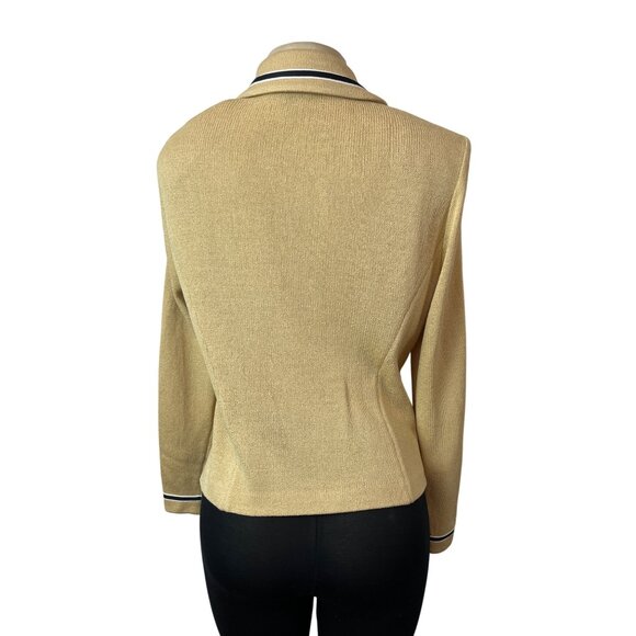 St. John Collection Knitted Beige Button-Up Womens Blazer Jacket Beige Sz 8 - Picture 3 of 6